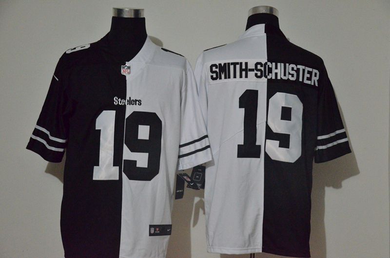 Men Pittsburgh Steelers 19 Smith-schuster Black white Half version 2020 Nike NFL Jerseys